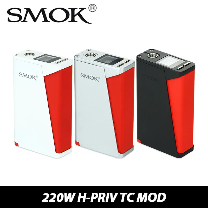 

100% Original Smok H-PRIV 220W TC Box Mod e cigarette Temp Control Mod Top Screen Display VW/TC Modes Vaporizer Without Battery