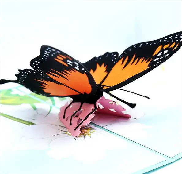 

10pcs Creative openwork butterfly greeting card 3D stereo greeting card laser paper carving handmade card