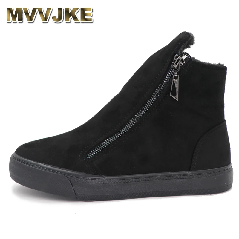 

MVVJKE Fashion Women Snow Boots Female Zipper Ankle Winter Boots Flock Anti Slip Plush Ladies Sneakers Casual Shoes Botas