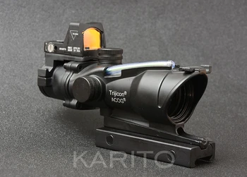 

Tactical trijicon ACOG style 4x32 green Fiber Optics rifle scope and rmr 1x red dot sight scope hunting shooting M9986
