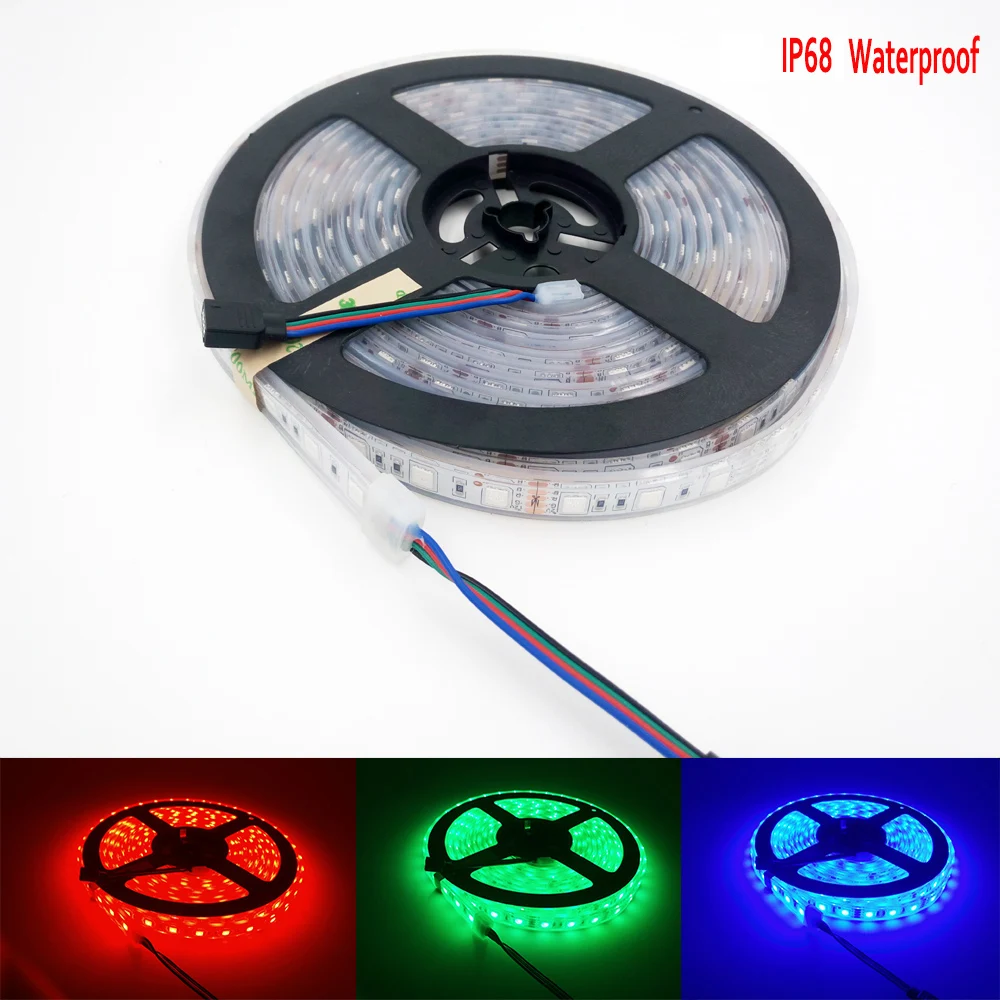 Светодиодная лента, 12 В, 5 м, 5050, водонепроницаемая, IP65, IP67, IP68, IP20|led strip rgb waterproof|5m 5050led strip rgb | АлиЭкспресс