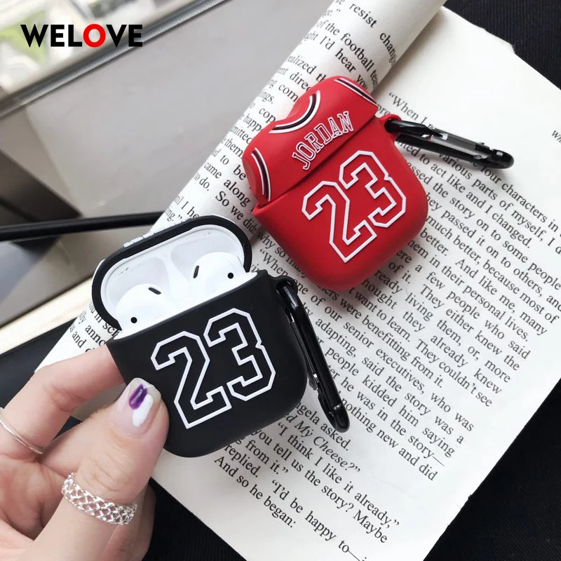 

New Fashion sports Jordan 23 for Apple AirPods 1 2 wear Wireless Earphone Charging Cover Bag Bluetooth Headset protection Box
