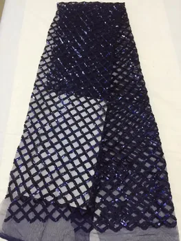 

Latest Tulle French Lace With Blue Sequins For Dress African Latest French Lace 2018 Lace Fabric Tulle Net 3D Flower French Lace