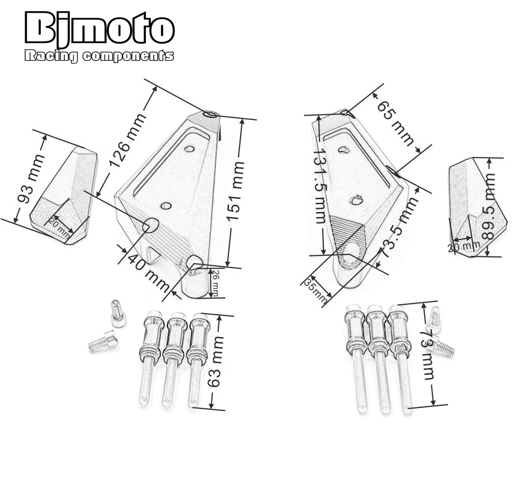 BJMOTO MT07 FZ07 2017 CNC защита двигателя боковая статор крышка Краш протектор колодки для