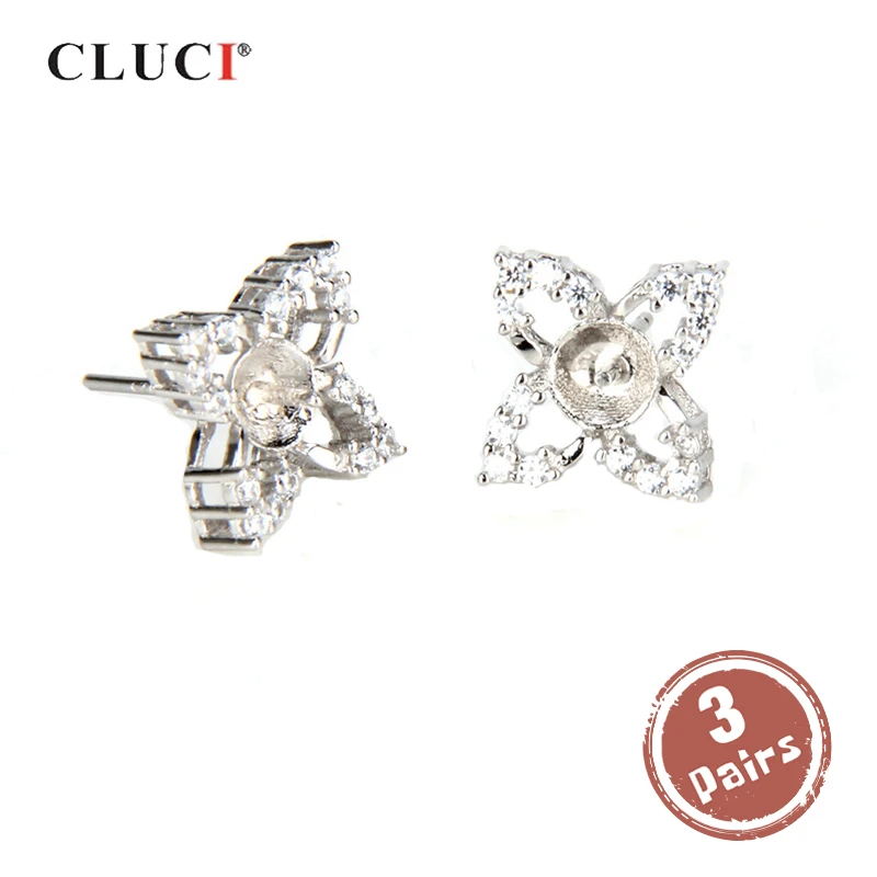 

CLUCI 3 пары серьги-гвоздики из серебра 925 пробы с жемчугом