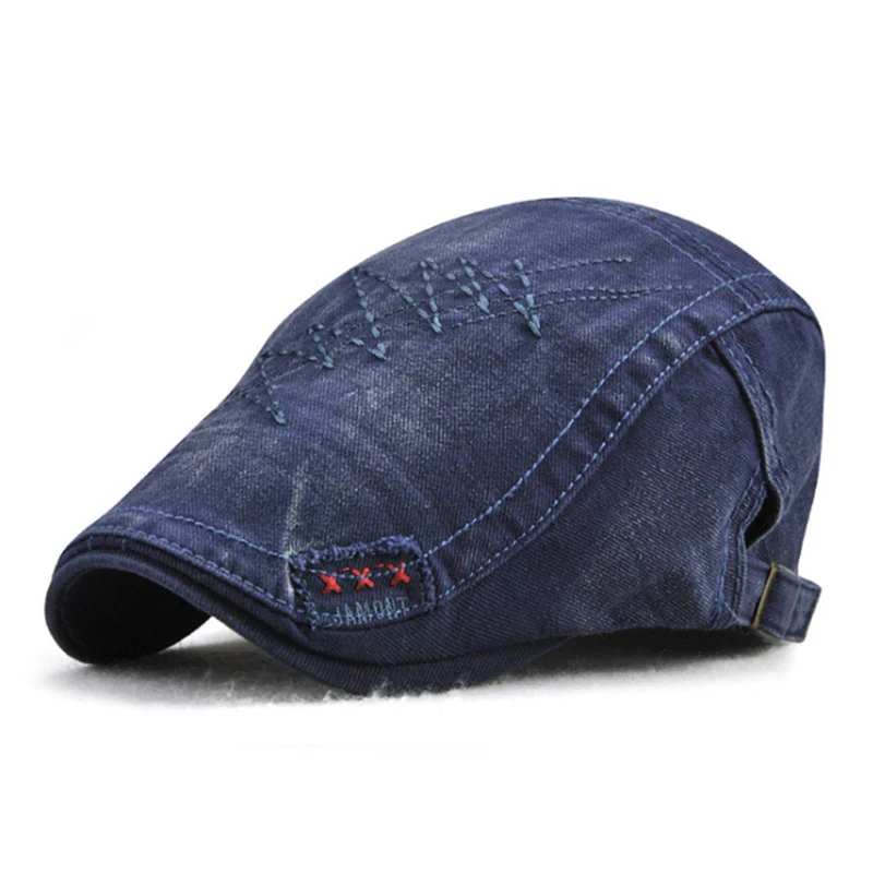 [AETRENDS] джинсовые береты Newsboy Кепка плоская плюща Гэтсби таксистка шляпа для вождения хлопок папа шапки для мужчин Z-6470