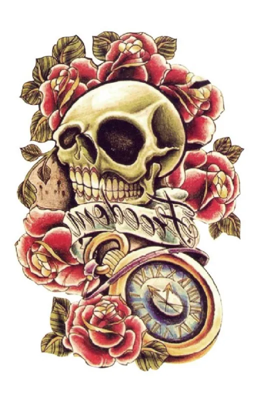 

1pc Sleeve sexy Punk Skull Pattern Temporary Tatto Body Tattoo Waterproof Men Temporary Tattoo Arm Sticker Shoulder Tattoos