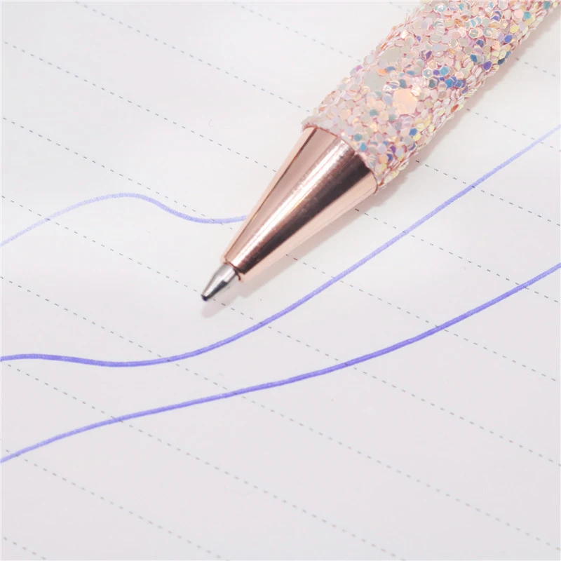 1 pcs Ballpoint pen Boutique 1.0mm Glitter sequin crystal pen Three colors optional Student stationery office Writing pen