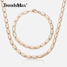 585 набор украшений для женщин и девочек из розового золота, светильник, браслет на цепочке, ожерелье, набор женских украшений, подарок, Прямая поставка 5 мм CS08