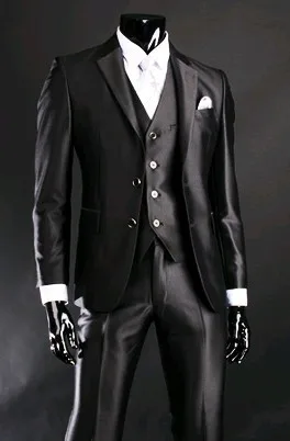 

Custom Made Groom Tuxedo Shiny Black Groomsmen Notch Lapel Wedding/Dinner Suits Best Man Bridegroom (Jacket+Pants+Tie+Vest) B434