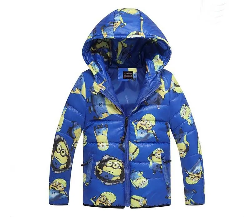 Minion Boy Coats Hooded High Quality Character Winter Boy Kids Jackets
