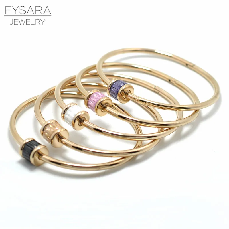 

FYSARA Boho Jewlery Natural Stone Round Colorful Austrian Crystal Bangle & Bracelet for Women Lover Screw Bangle Indian Jewelry