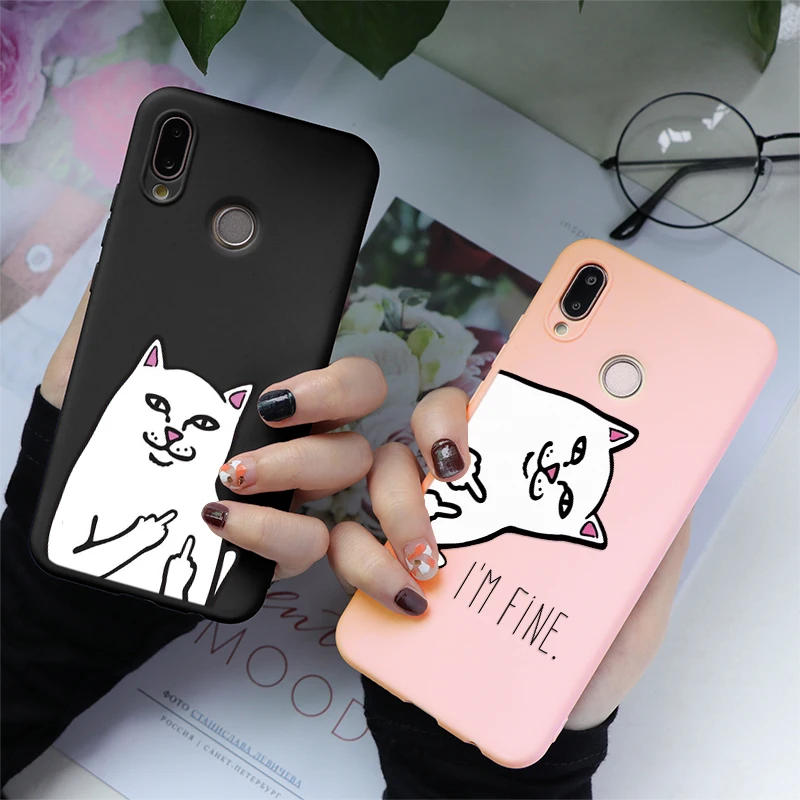 

Funny Cat Cover For Huawei P30 P20 P8 P9 P10 Pro Lite 2017 P Smart 2019 Y5 Y6 Y7 Prime 2018 Y6 Y9 Pro 2019 2018 Candy Color Case