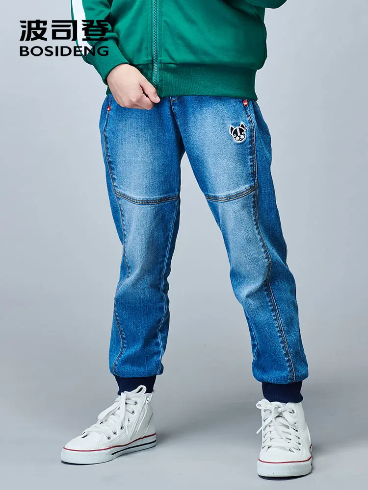 

BOSIDENG children's clothing boy 2019 spring new style kids fashion cute printed pattern jeans casual cotton pants C811CM1017