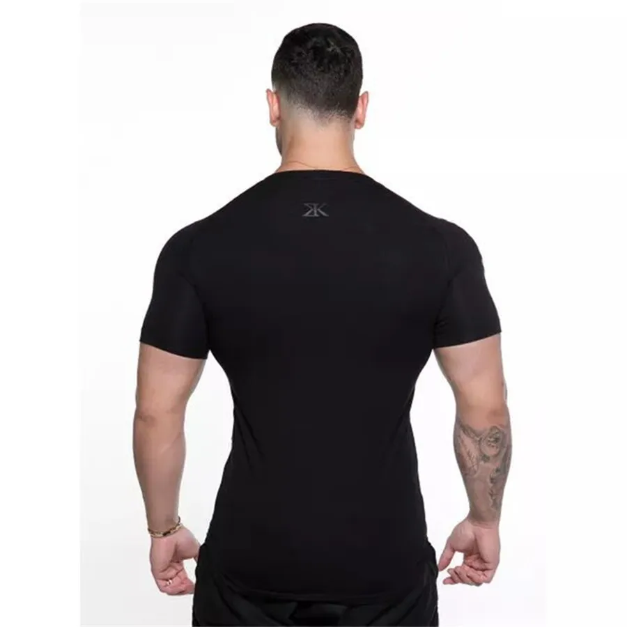 Мужская футболка для тренажерного зала и фитнеса, компрессионная облегающая футболка для бодибилдинга, Мужская Летняя Повседневная футболка для тренировок, брендовая одежда