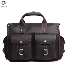 Высокое качество Винтаж коричневый Для мужчин Пояса из натуральной кожи Портфели Crazy Horse кожа сумка 15.6 ''ноутбук Сумки