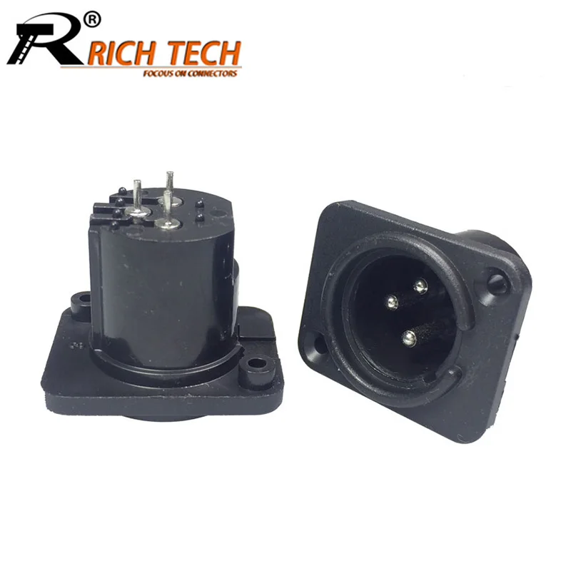 

100pcs/lot 3 Pin Male Plug Panel Mount XLR Chassis Panel Audio Cable Terminal Microphone Speaker Wire Connector