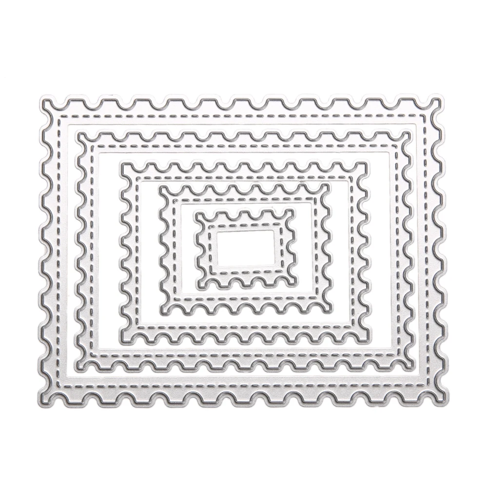 

5pcs/Set Stencils Rectangle Wave Cutting Dies Stencil for DIY Scrapbook Album Card Embossing Folder Stencils Craft Template