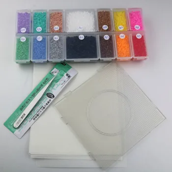 

mini 2.6mm hama beads about 14,800pcs 14 species colors and pegboard set food grade EVA PUPUKOU DIY toy active iron beads
