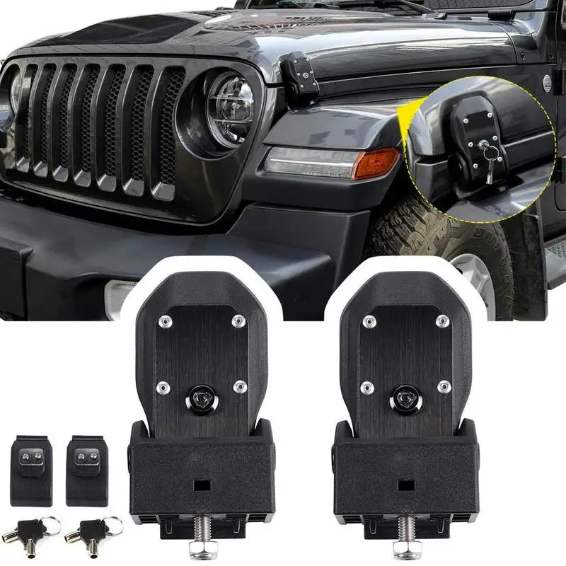 

For 2019 Jeep Wrangler JL Hood Lock Latches Buckle Pins Catch With Key Kit