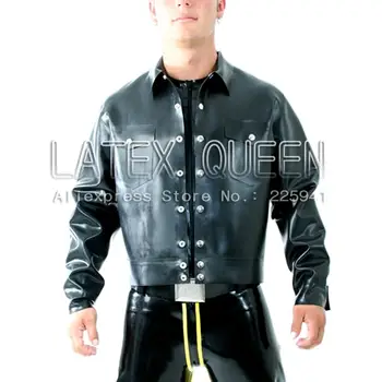 

Men's 0.6 mm black latex jackets for man