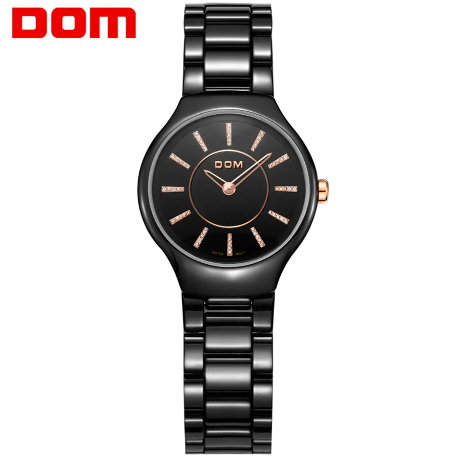 DOM Woman's Watch Fashion black ceramic Watch Women Quartz Watch Ceramic WristWatch lady Watch Top Selling gift clock 2018 DOM Woman's Watch Fashion black ceramic Watch Women Quartz Watch Ceramic WristWatch lady Watch Top Selling gift clock 2018