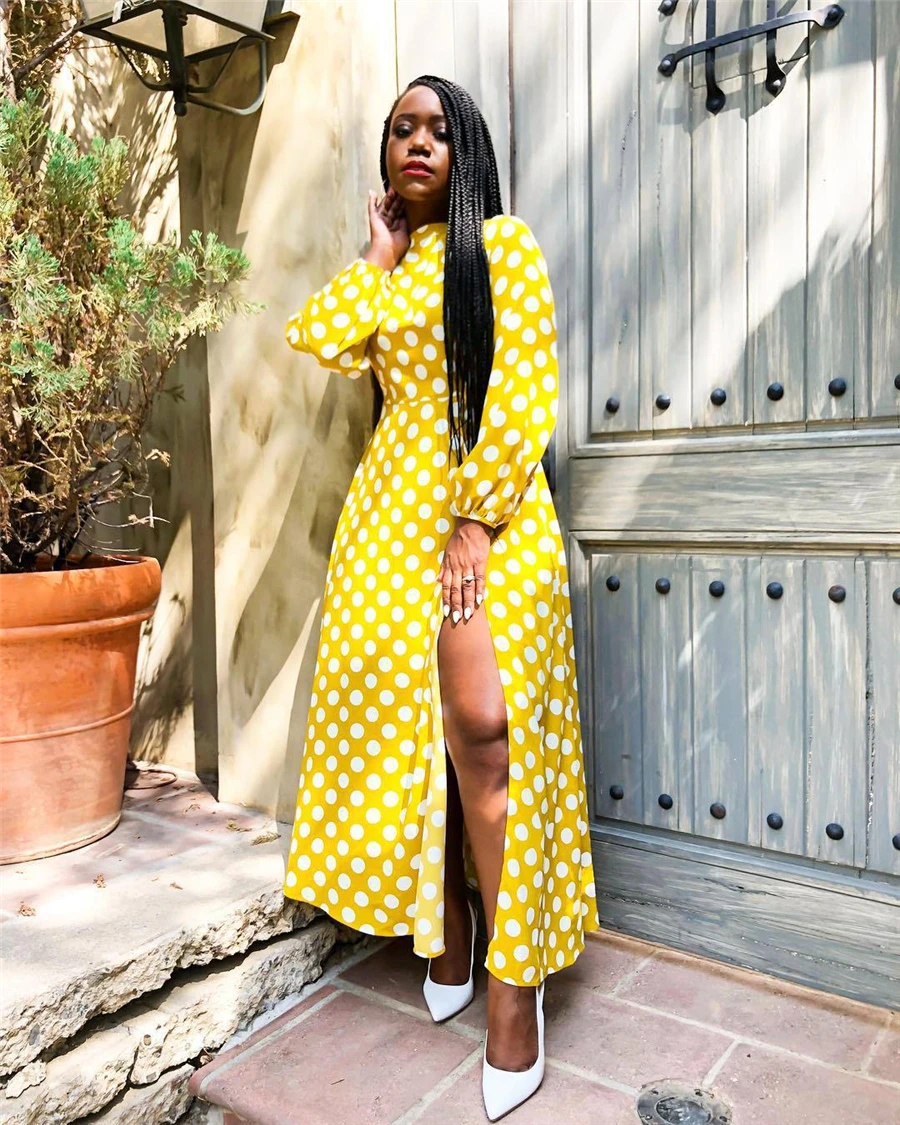 GuyuEra New New African woman dashiki wave dress high slit long skirt Europe and America