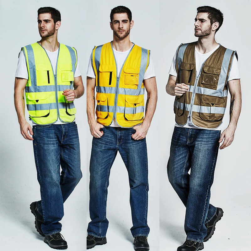 High Visibility Reflective Safety Vest Waistcoat Men Wear Clothing