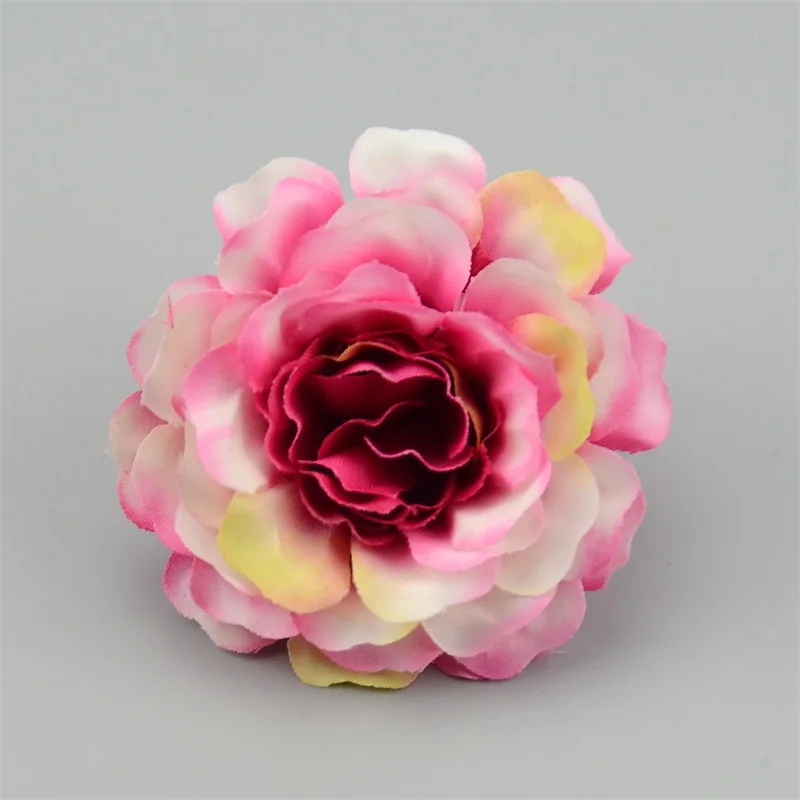 100 шт 6 см Высокое качество шелковые розы искусственные головки цветов Свадебные украшения для дома и сада мебель DIY ремесла поддельные цветы - Цвет: Gradient pink