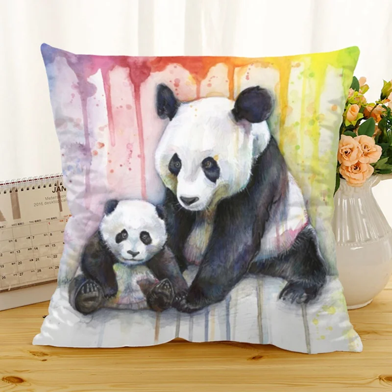 Funny Animal Polyester Pillow Case Cover 45x45cm Sketch Painting Panda Lion Dog Home Pillow Cases