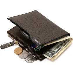 Многофункциональный Повседневное Для мужчин кошельки с монета карман небольшой кошелек Бизнес бумажник двойная молния
