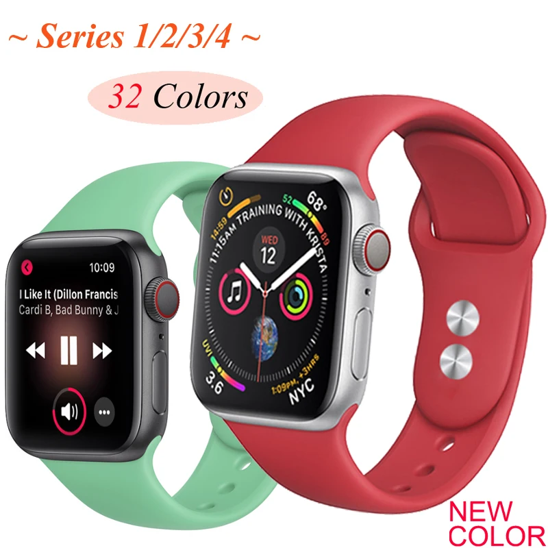 

Strap for Apple watch band 42mm 38mm correa sport Silicone iwatch 44mm 40mm 4 3 2 Bracelet pulseira apple watch accessories
