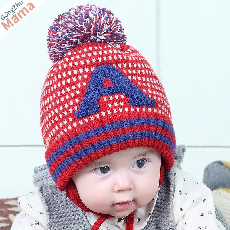 KACAKID Unisex Baby Knitted Hat Cute Letter A Knitted Kids Children Baby Hat Cap Lovely Fashion