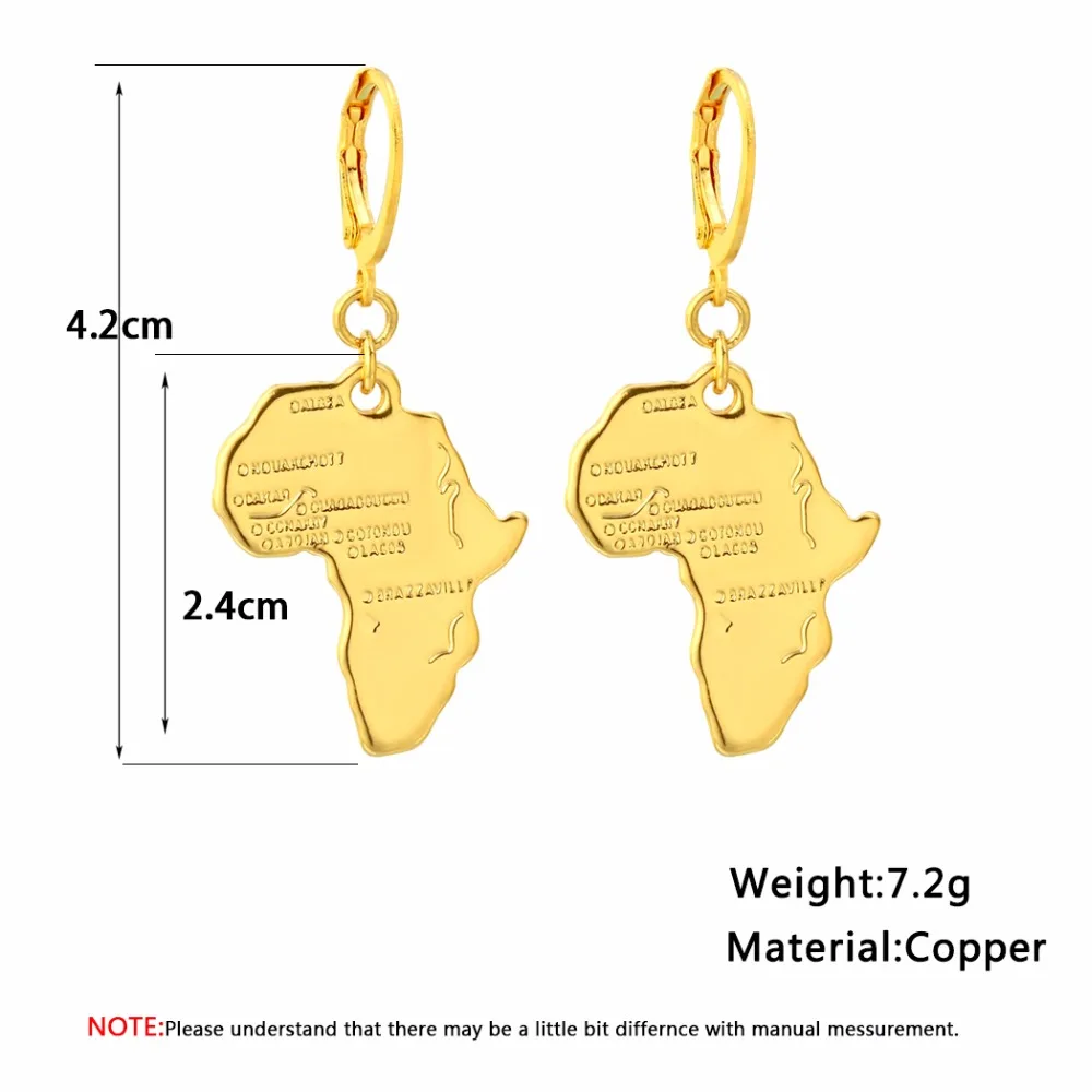 CHENGXUN Карта Африки кулон серьги для Для женщин Для мужчин золото Цвет Эфиопии ювелирных изделий в африканском стиле карты хип-хоп серьги вечерние подарок