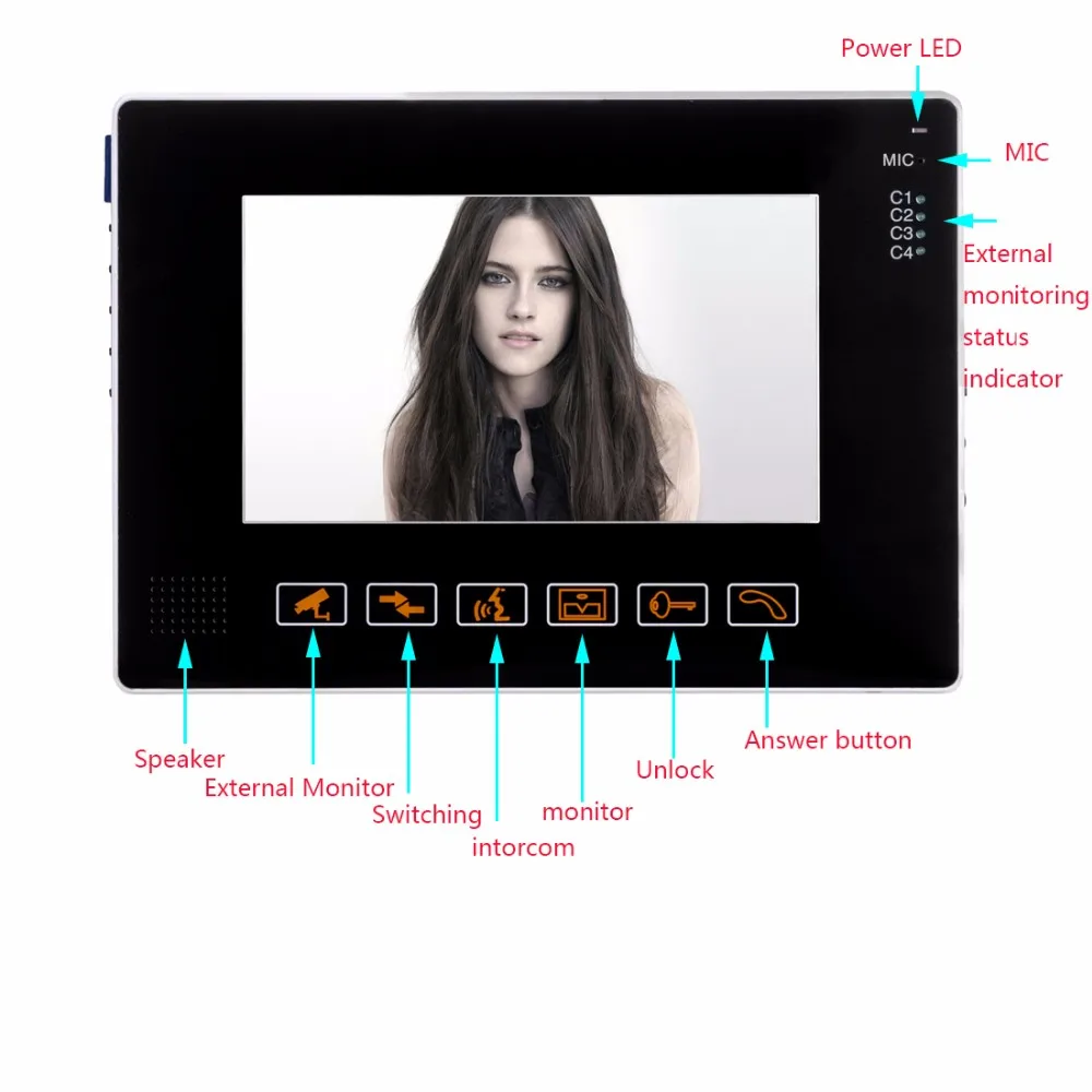 Расширенный HD " TFT проводной дверной монитор видеодомофон домашний дверной телефон рекордер система SD/TF карта поддерживается Водонепроницаемый непромокаемый