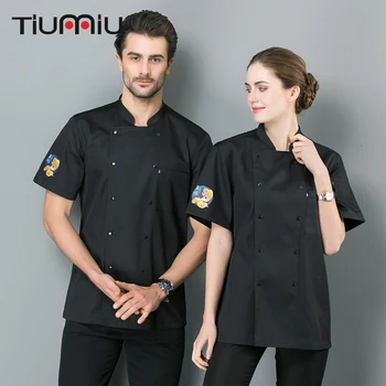 

Chef Jackets Fashion Restaurant Hotel Kitchen Male Female Cook Coats Uniforms Summer Short Sleeves Sushi Costume High Quality