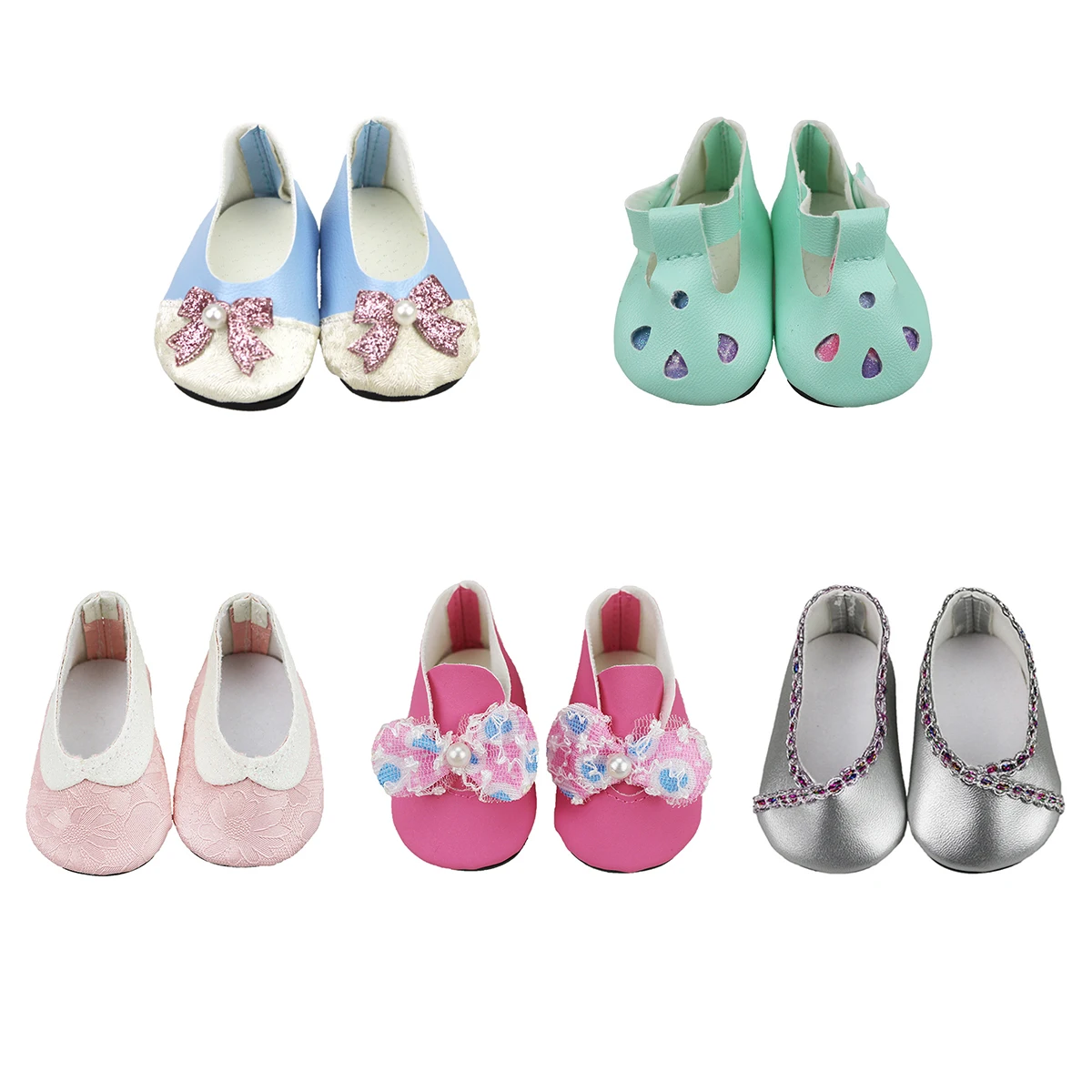 

PellyBaby Doll Shoes for 18 inch Dolls Bow Shoes 43cm Baby Dolls Shoes Generation Doll Accessories