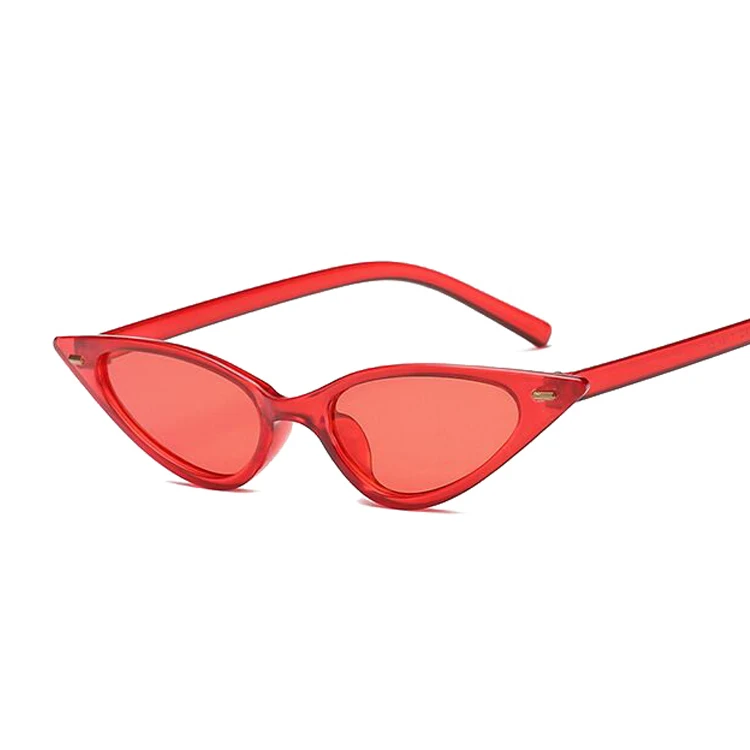 Винтажные женские солнцезащитные очки кошачий глаз, роскошные брендовые дизайнерские солнцезащитные очки, ретро маленькие фиолетовые женские солнцезащитные очки, черные очки Oculos - Цвет линз: Красный