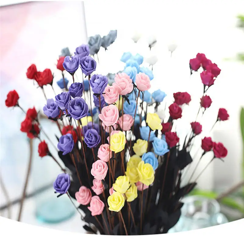 

15pcs/lot Artificial flowers Multicolor PE Lace Rose Foam Flower Bouquet Solid Color/Scrapbooking DIY wreath Craft fake flowers
