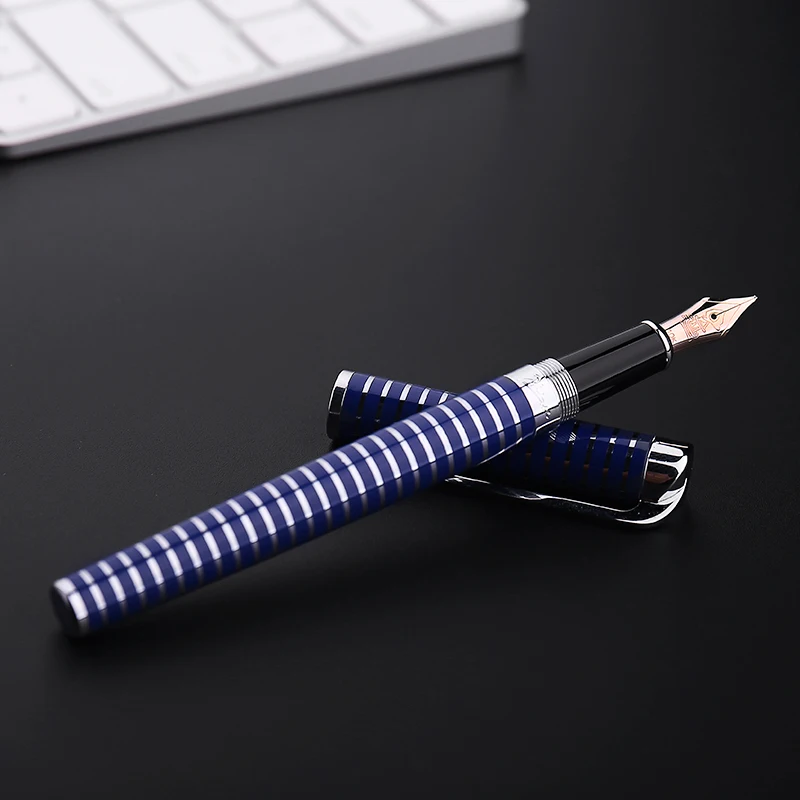 Picasso 82 NAPOLI 10K Gold Nib Fountain Pen Fine Nib 0.5mm Blue Stripes/Black with Original Gift Box for Writing Gift Collection Picasso 82 NAPOLI 10K Gold Nib Fountain Pen Fine Nib 0.5mm Blue Stripes/Black with Original Gift Box for Writing Gift Collection
