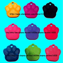 50 шт Дешевые Оптовые с отпечатками лап собаки ярлыки в форме кота, смешанные цвета/лот id собаки метки для домашних животных