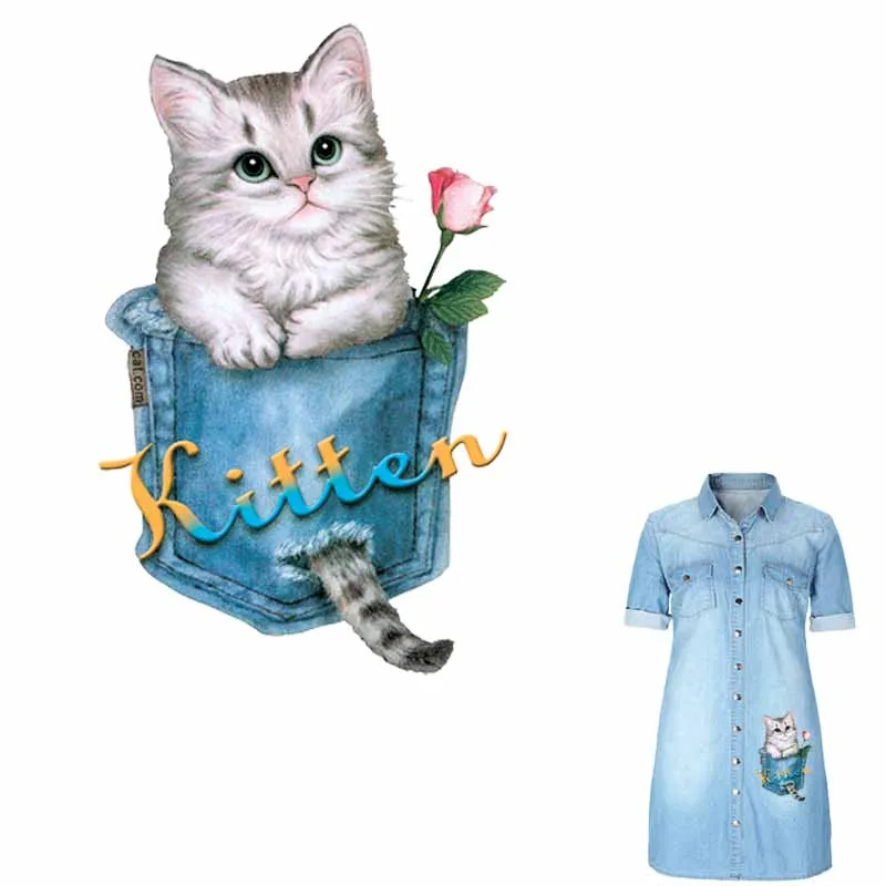 

Cute Cat Patches For Clothes A-level Wahsbale Iron-on Transfers Easy Print On T-shirt Dresses Sweater By Household Irons