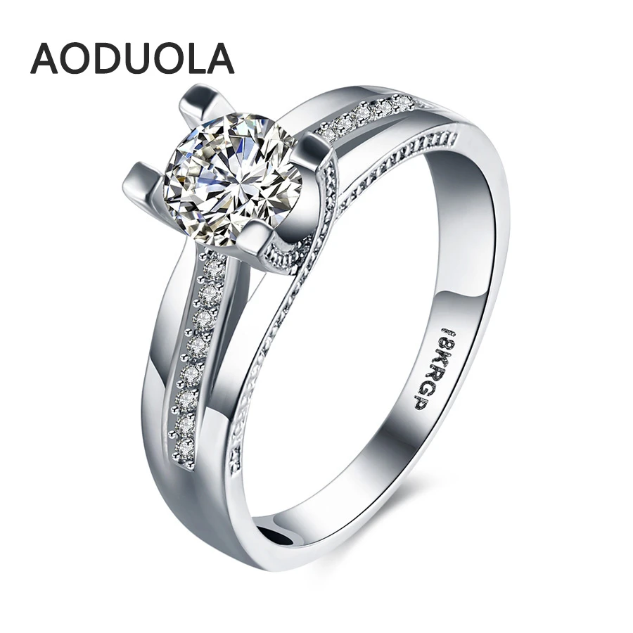 Anillo Chapado en plata de 4 garras C con circonita cristal, anillos baratos para mujer, joyería para compromiso de boda|ring silver|silver platedsilver silver - AliExpress