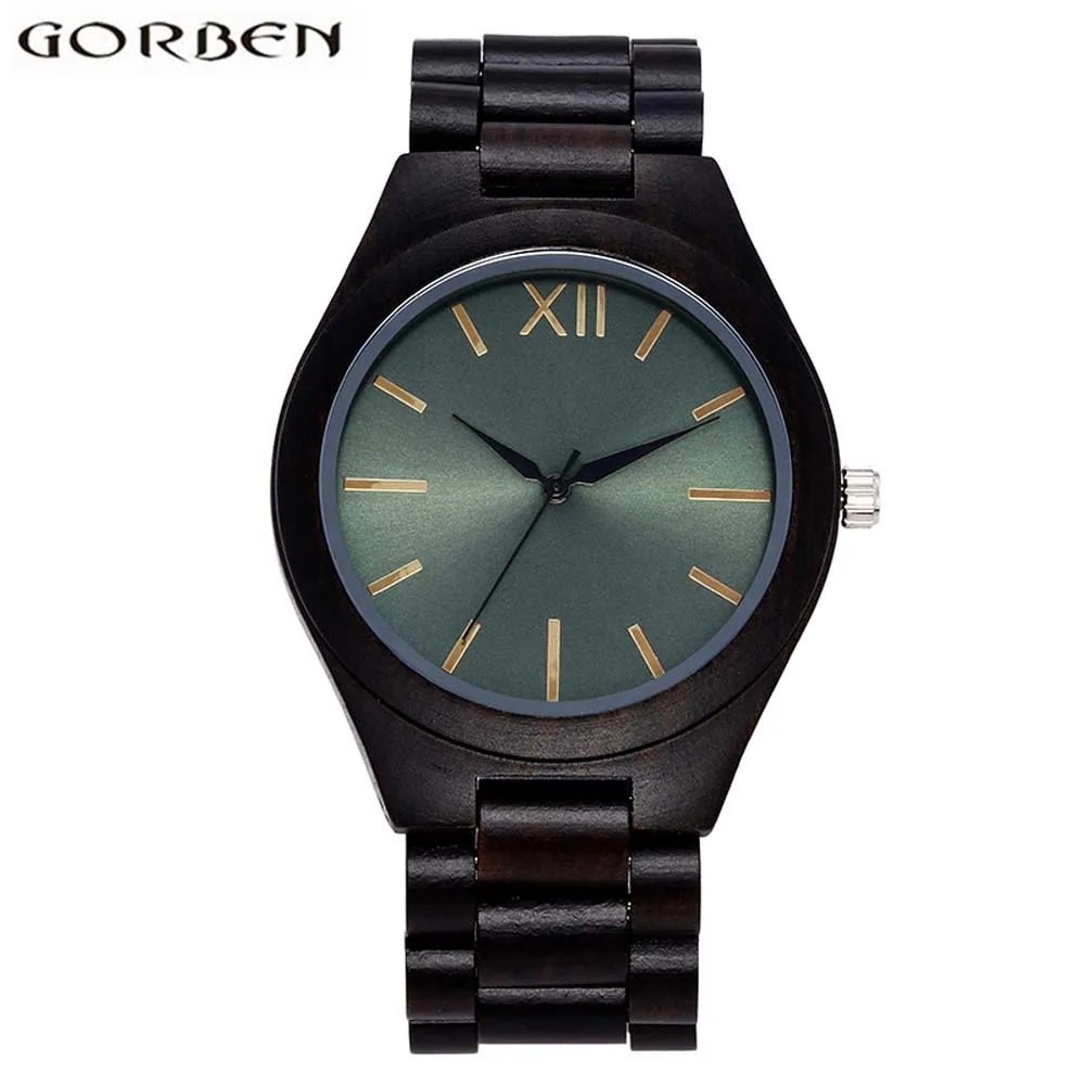 

Fashion Wooden Band Green/Silver Concise Dial Wood Quartz Watch For Men Simple Scale Red/Black Watchband Wooden Wristwatch Male