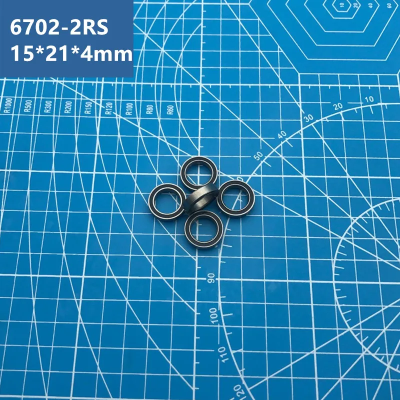 Free Shipping 10pcs 6702RS The high quality of Black sealed ultra-thin section deep groove ball bearing 6702-2RS 15*21*4 mm 6702 |