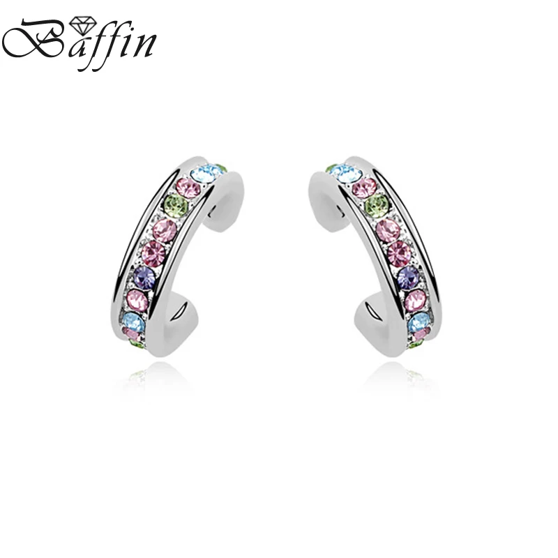 BAFFIN модные вечерние серьги с кристаллами от Swarovski серебристого цвета серьги-гвоздики для женщин повседневные ювелирные изделия