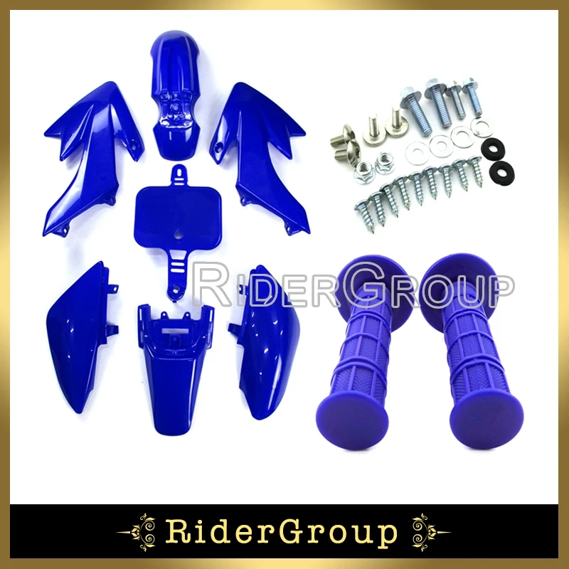 Blue Plastic Fairing Body Fender Kits Mounting Screws Throttle Handle Grips For Honda XR50 CRF50 Pit Dirt Trail Motor Bike