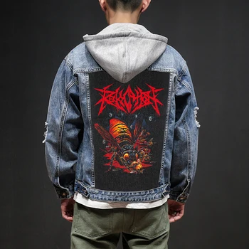 

Bloodhoof Store Revocation Rock And Roll Death Heavy Hardcore Punk Style Patch Designs Denim Jeans mens Jackets And Coats