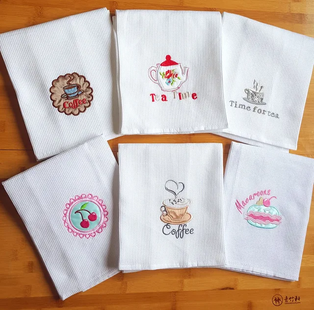 6pcs Lot 50x70cm Cotton Waffle Embroidery Dishtowel Kitchen Towel 6pcs Lot 50x70cm Cotton Waffle Embroidery Dishtowel Kitchen Towel Cleaning Cloth Tea Ultra Large