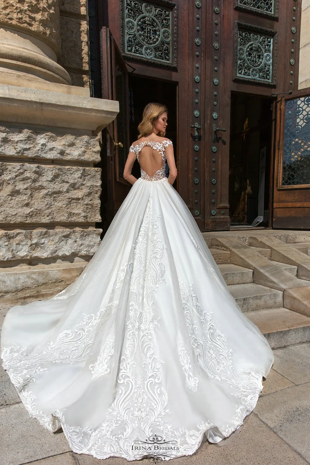 Свадебное платье с длинными рукавами и кружевной аппликацией Irina Bridals vestido de novia